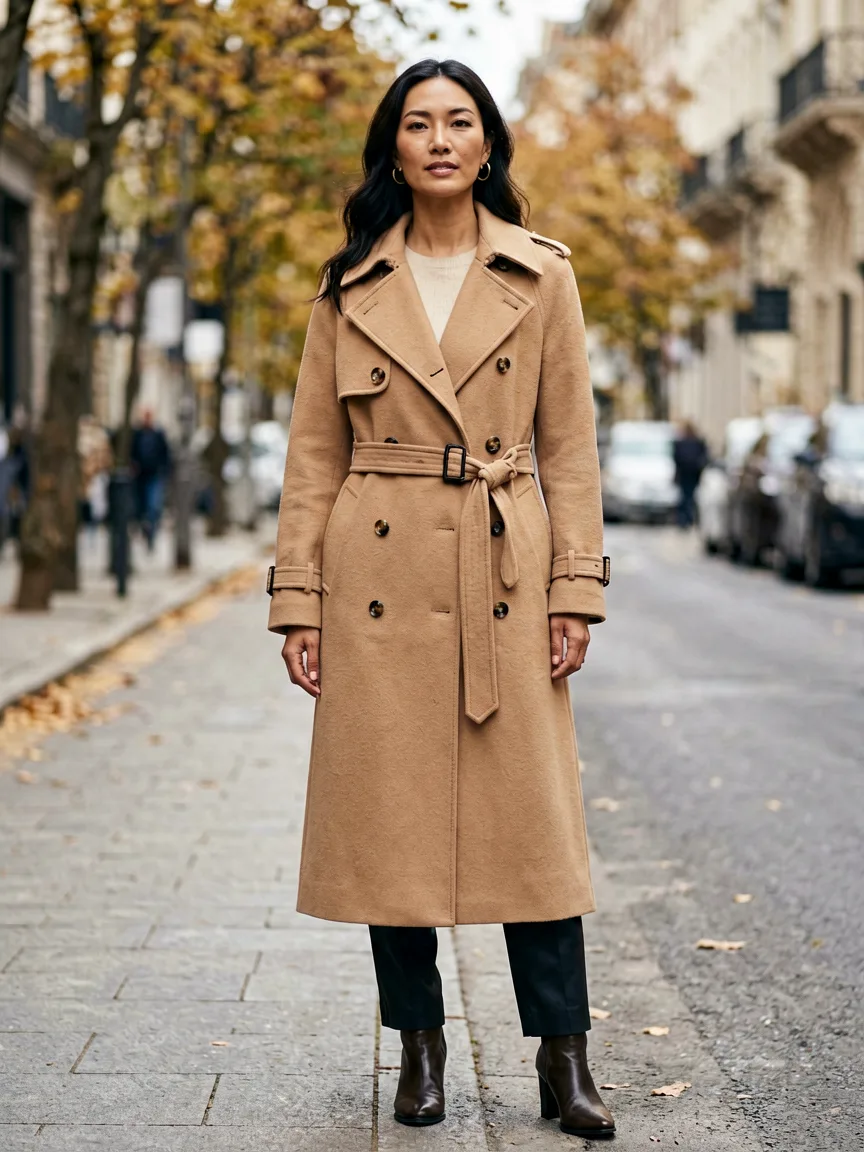 AI model wearing a coat, ready for Amazon