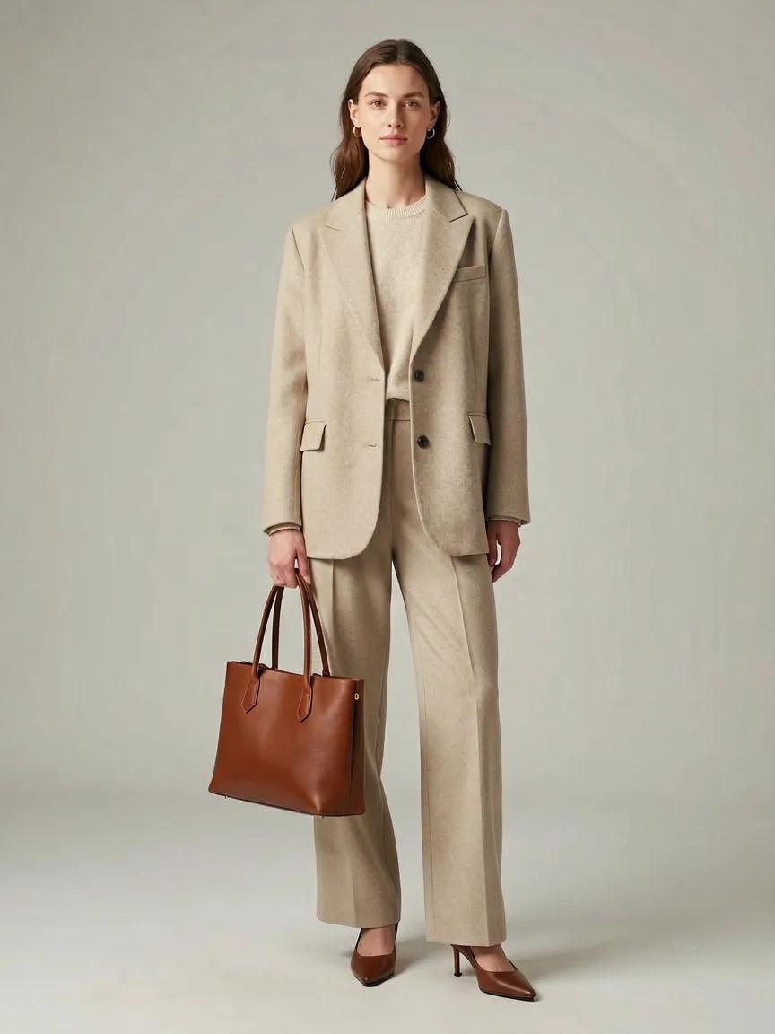 AI model wearing a handbag, ready for Amazon