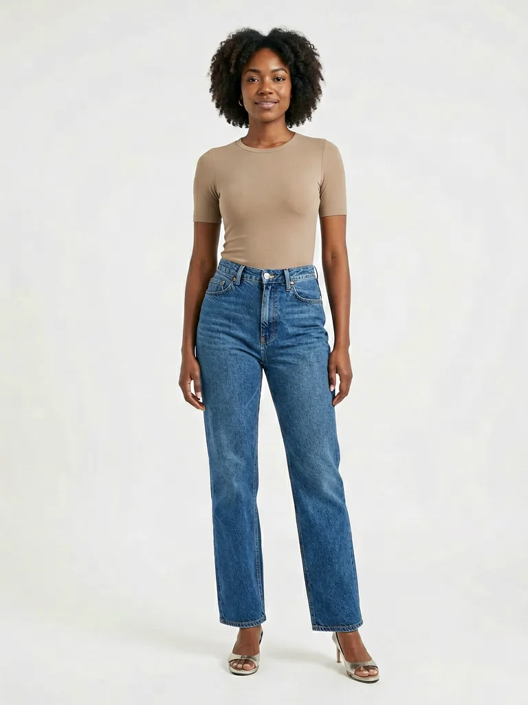 AI model wearing jeans, ready for Amazon